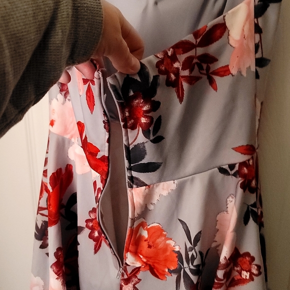 🎀HOST PICK🎀 B. Darlin Strapless Mini Dress Size 11/12 Color Gray Pinks & Reds - Picture 5 of 11